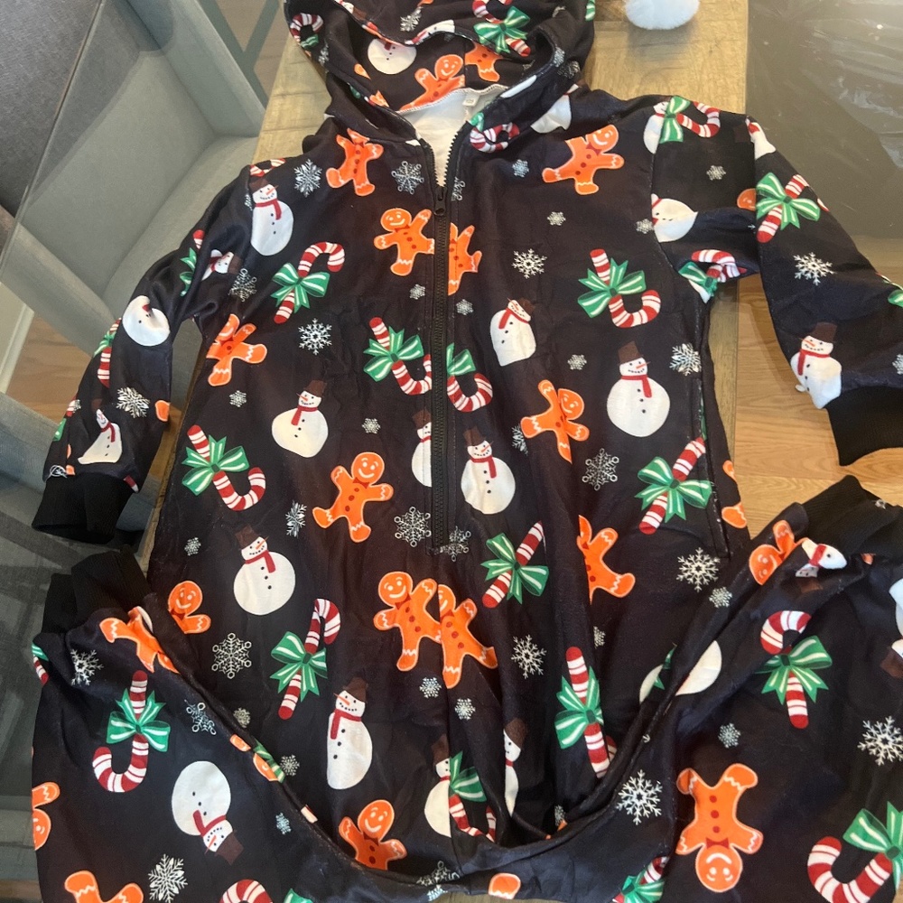 christmas holiday gingerbread snowman candy cane pajamas lounge wear onesie